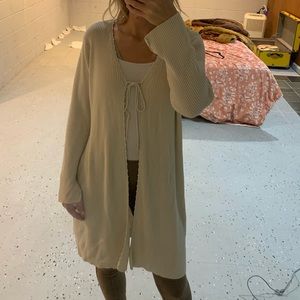 Vintage Duster Tie Front Long Cardigan